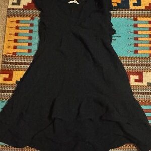 Low V Neck Black Mini Dress